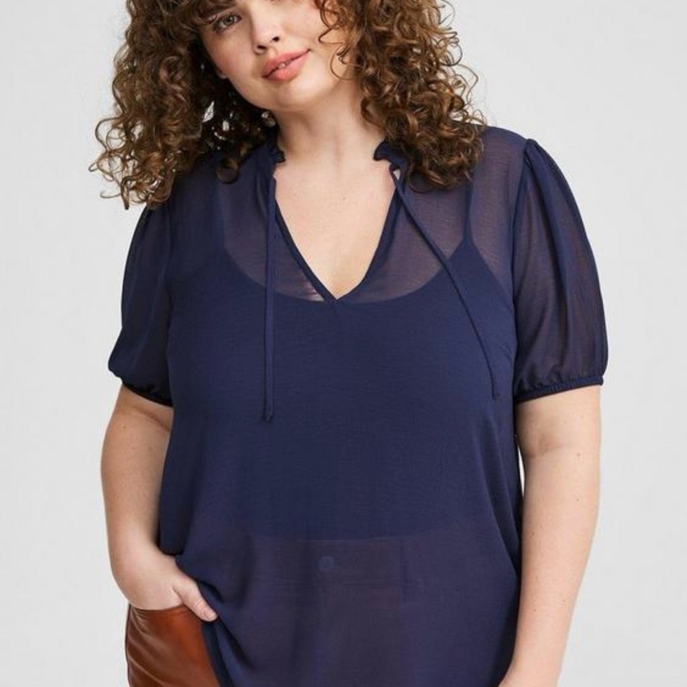 Torrid Chiffon Puff Short Sleeve Blouse
